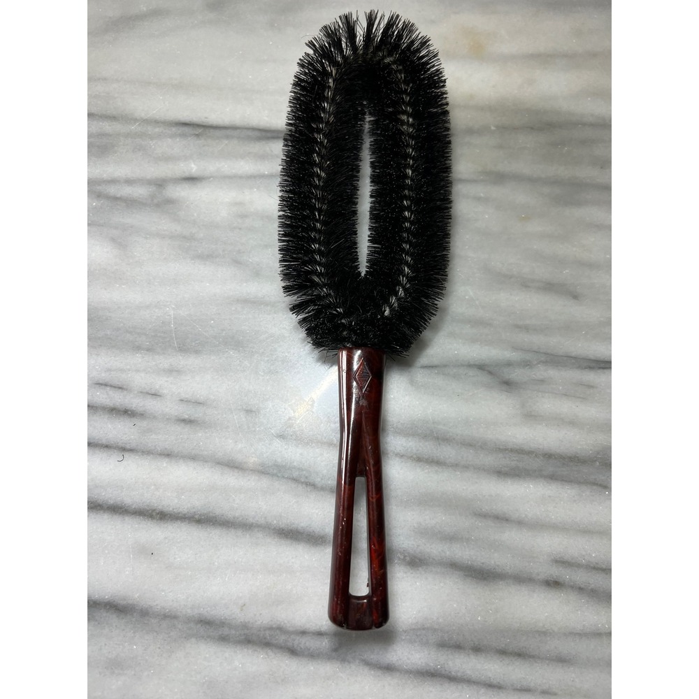 VTG Stanley Home Products Clothes Lint Brush Faux Tortoise Shell Handle Black